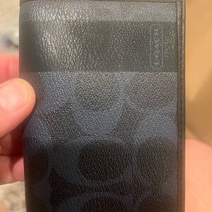 Coach Logo Black and Blue Wallet Holds 9 cards plus ID window, billfolds